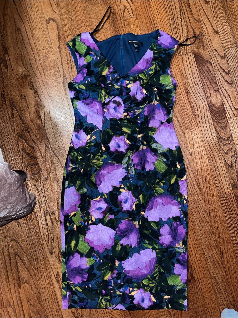 Maggy London Purple Floral Midi Sheath Dress
